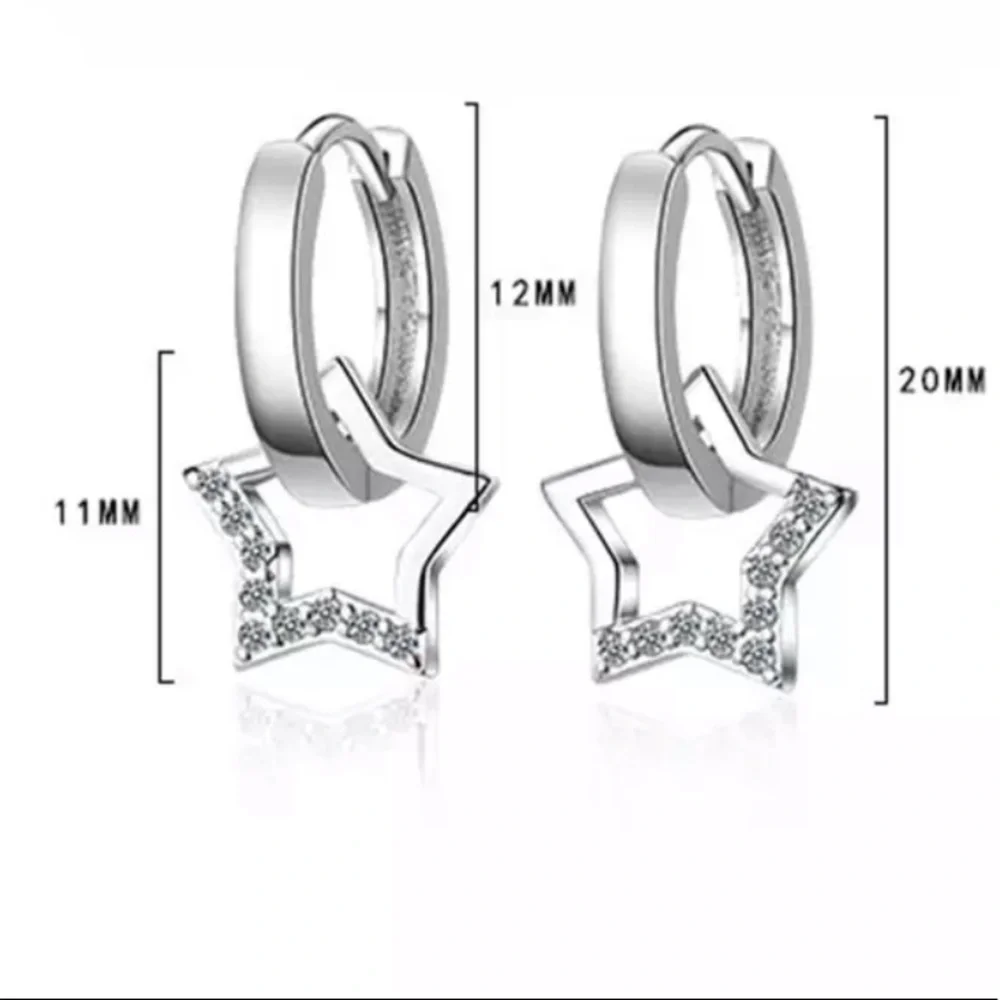 🌟 Sterling Silver 925 Star Huggie Hoop Earrings